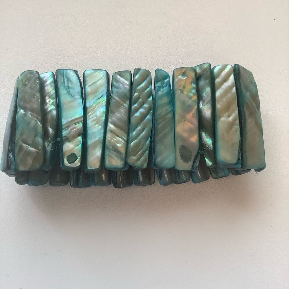 Peacock Ocean Jewel tones Shell Stretch Bracelet